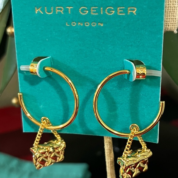 Kurt Geiger Signature Purse Hoop Drop Earrings #KSER - Picture 5 of 9